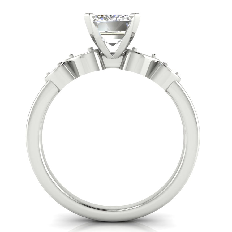 Romance Emerald Cut Moissanite Engagement Ring