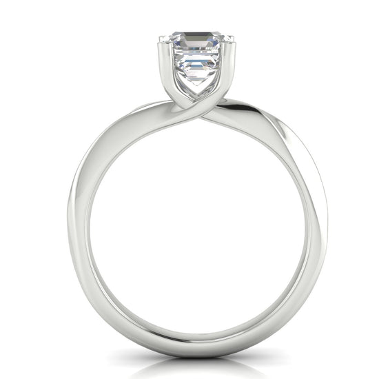 Knife Edge Crossover Emerald Cut Moissanite Engagement Ring