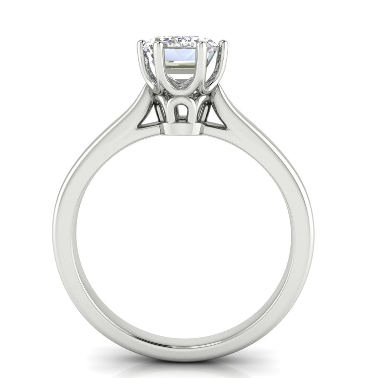 Crown Emerald Cut Moissanite Engagement Ring