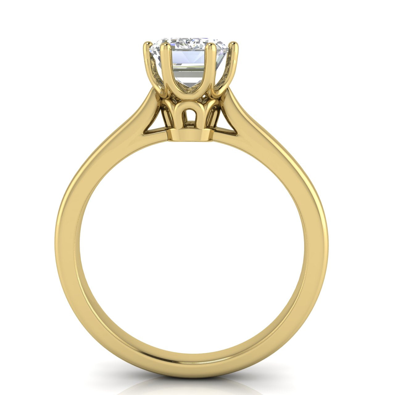 Crown Emerald Cut Lab Diamond Engagement Ring