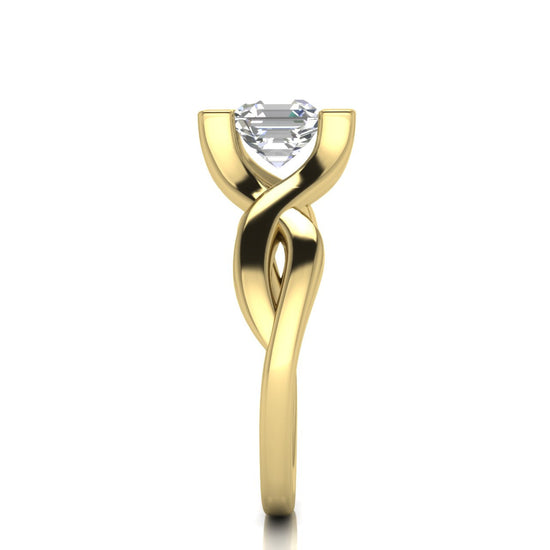 Twisted Shank Emerald Cut Moissanite Engagement Ring