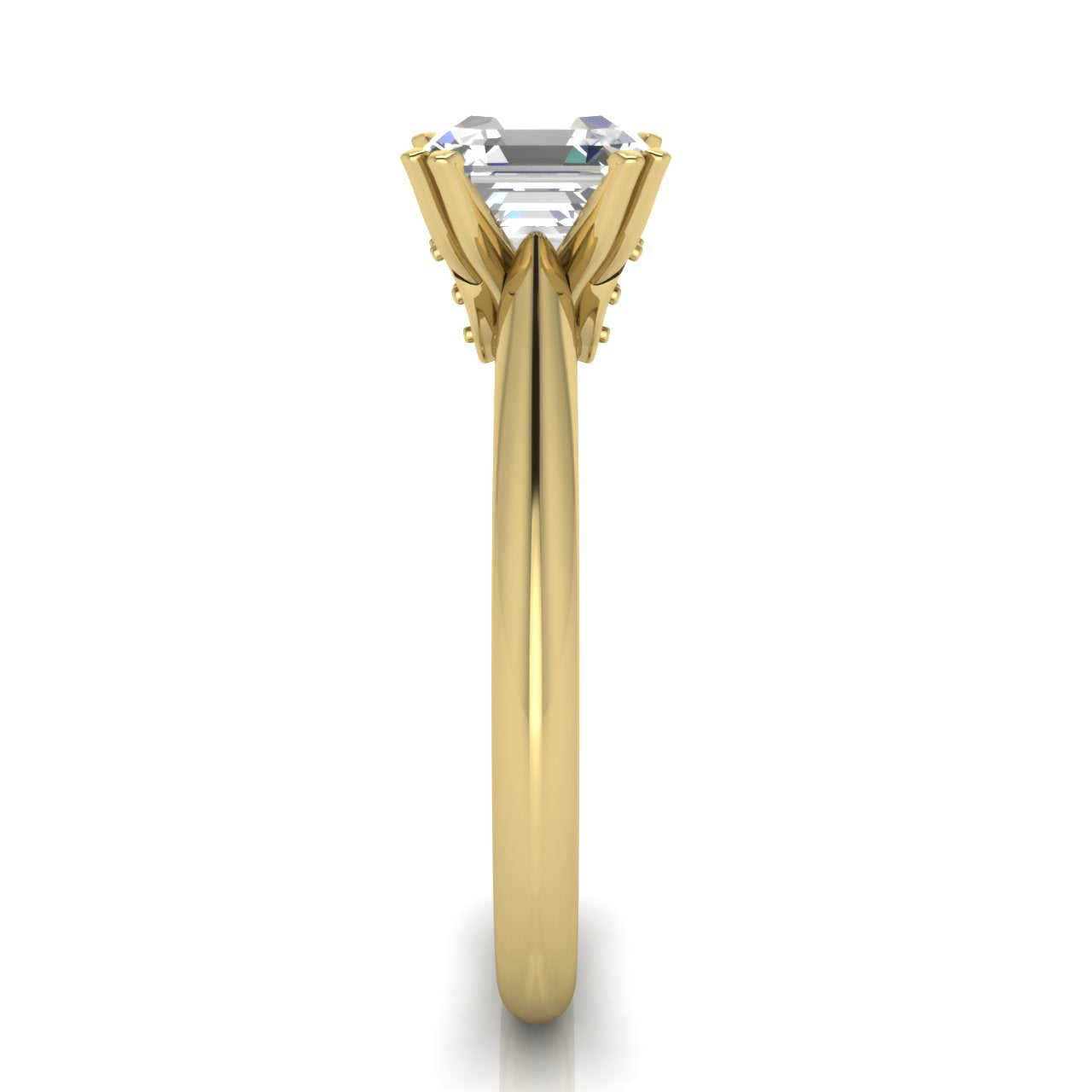 Double Prong Tulip Emerald Cut Lab Diamond Engagement Ring