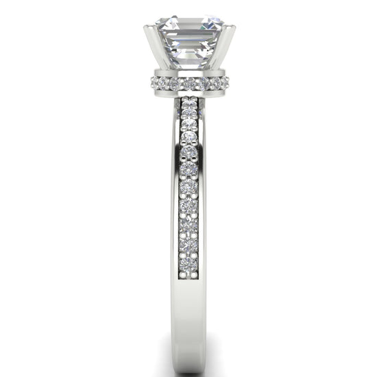 Hidden Halo Emerald Cut Moissanite Engagement Ring