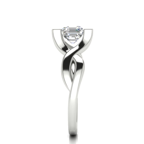 Twisted Shank Emerald Cut Moissanite Engagement Ring