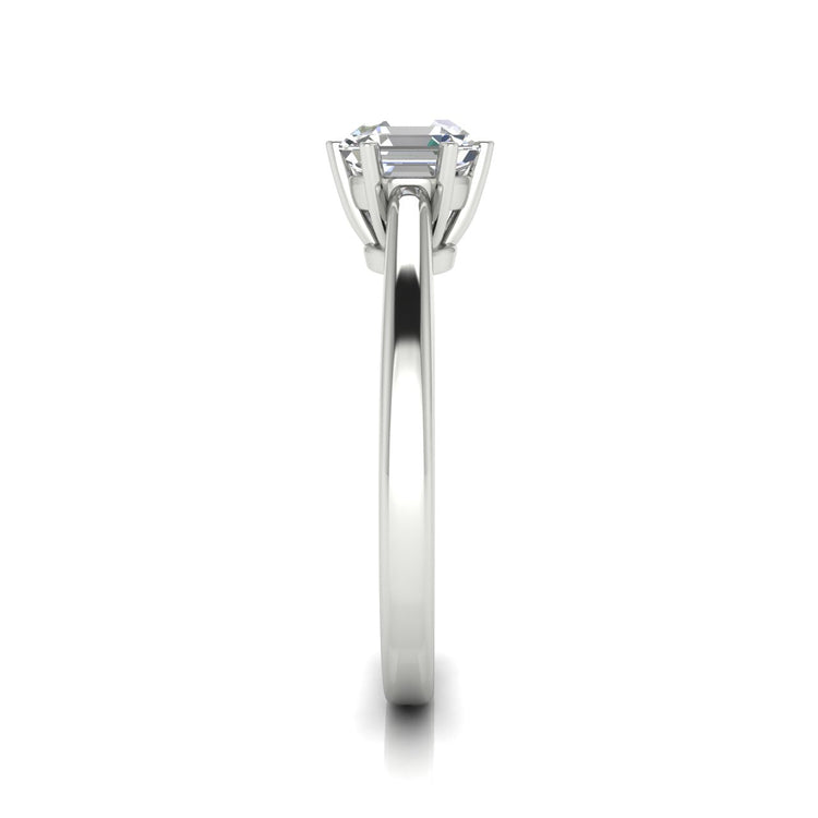 6 Prong Cathedral Emerald Cut Lab Diamond Engagement Ring