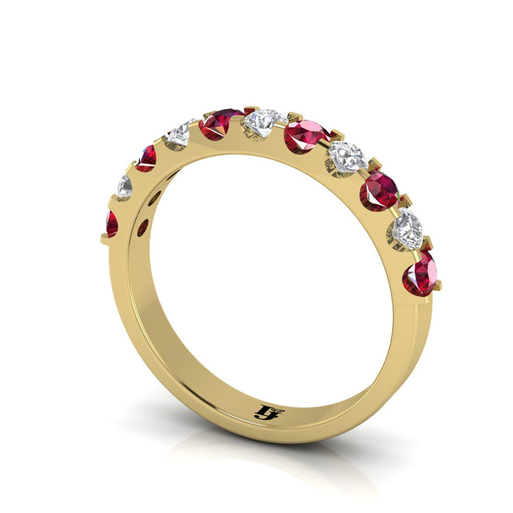 Red Sapphire Half Eternity Ring | LJ-LR10395A