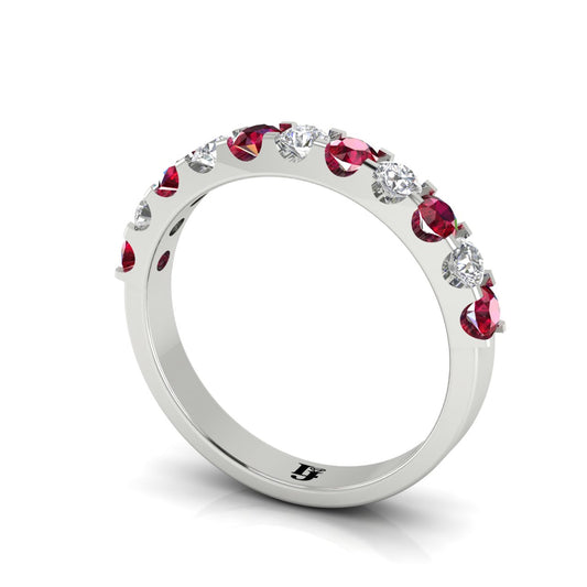 Red Sapphire Half Eternity Ring | LJ-LR10395A