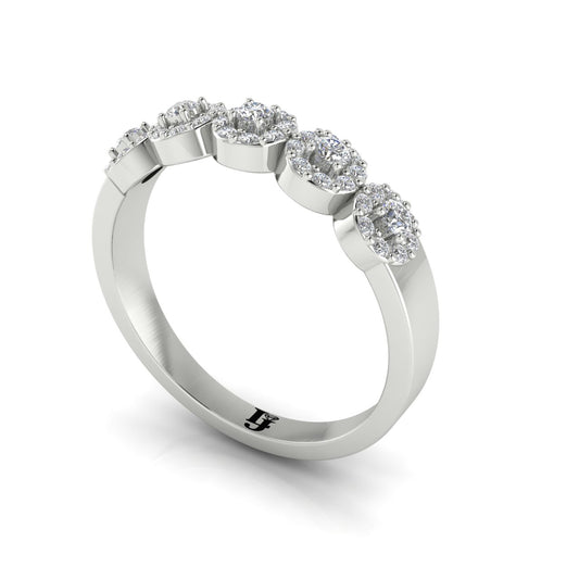 Graceful Halo Circles Half Eternity Wedding Ring | LJ-LR10263A