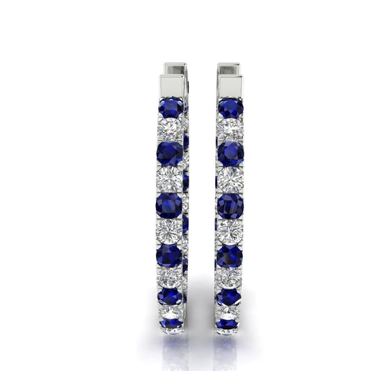Blue Sapphire Lab Diamond Hoop Earring