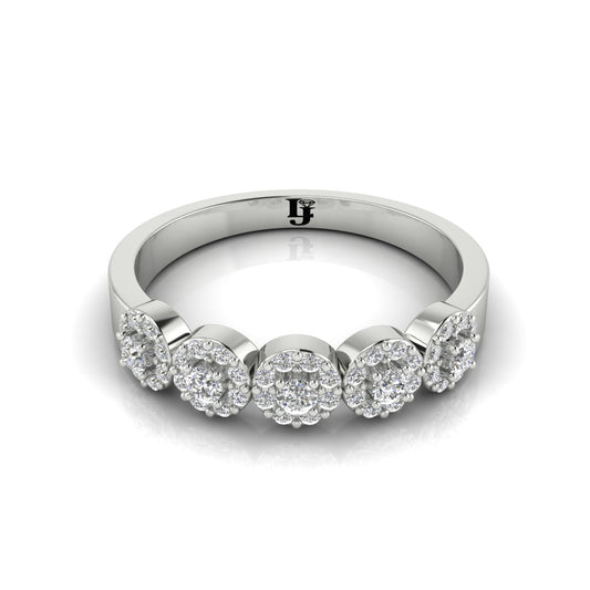 Graceful Halo Circles Half Eternity Wedding Ring | LJ-LR10263A
