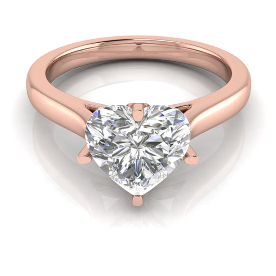 Lotus Prong Heart Shaped Moissanite Engagement Ring