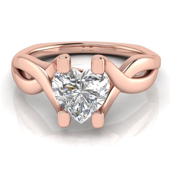 Twisted Shank Heart Shaped Moissanite Engagement Ring