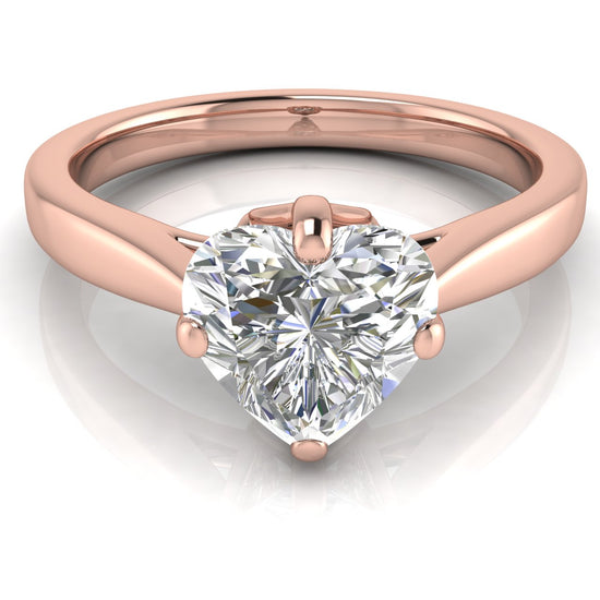 Hidden Accent Heart Shaped Lab Diamond Engagement Ring