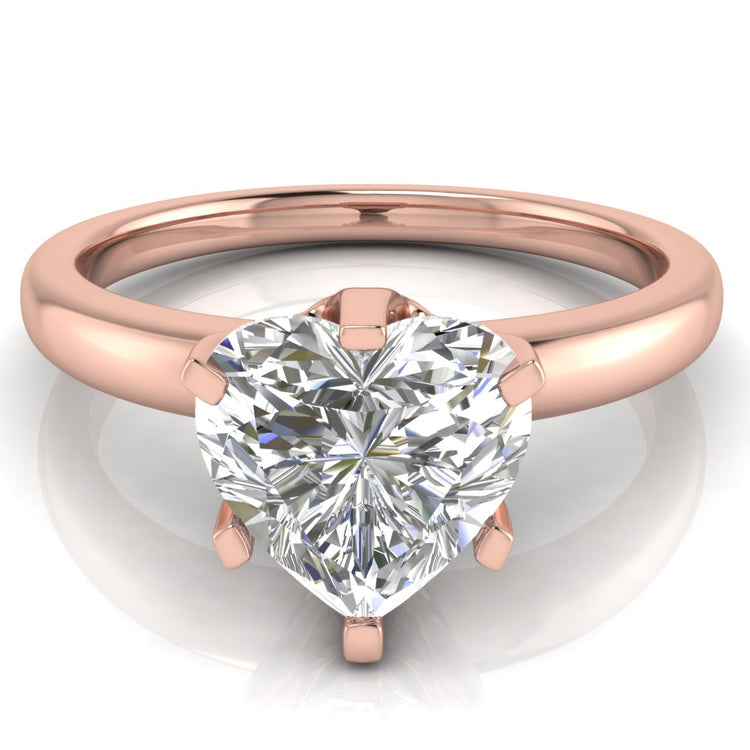 Elegant 6 Prong Heart Shaped Moissanite Engagement Ring