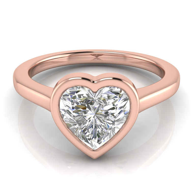 Floating Bezel Heart Shaped Moissanite Engagement Ring