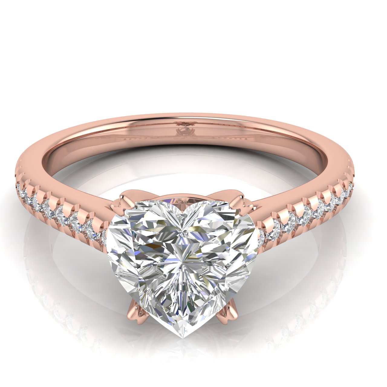 Inset Style Heart Shaped Moissanite Engagement Ring