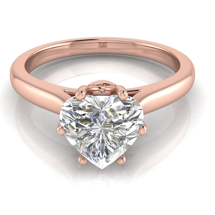 Crown Heart Shaped Lab Diamond Engagement Ring