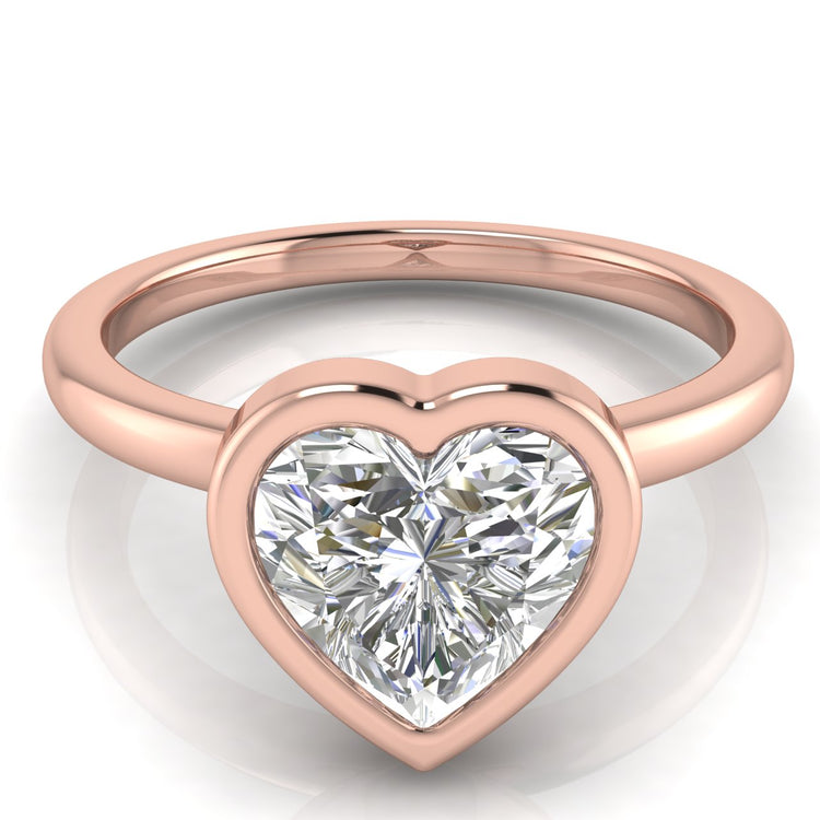 Bezel Heart Shaped Moissanite Engagement Ring