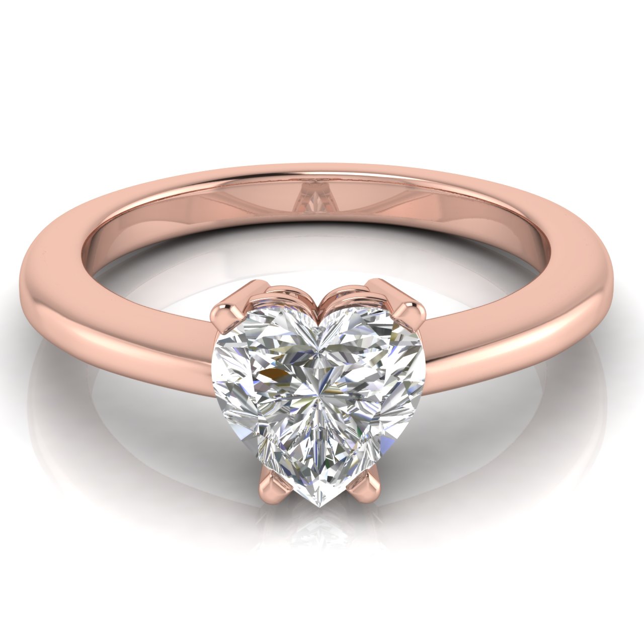 4 Prong Basket Heart Shaped Lab Diamond Engagement Ring