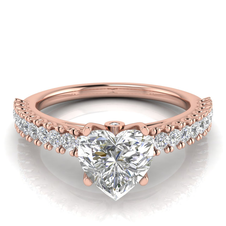 Floating Pave Heart Shaped Moissanite Engagement Ring