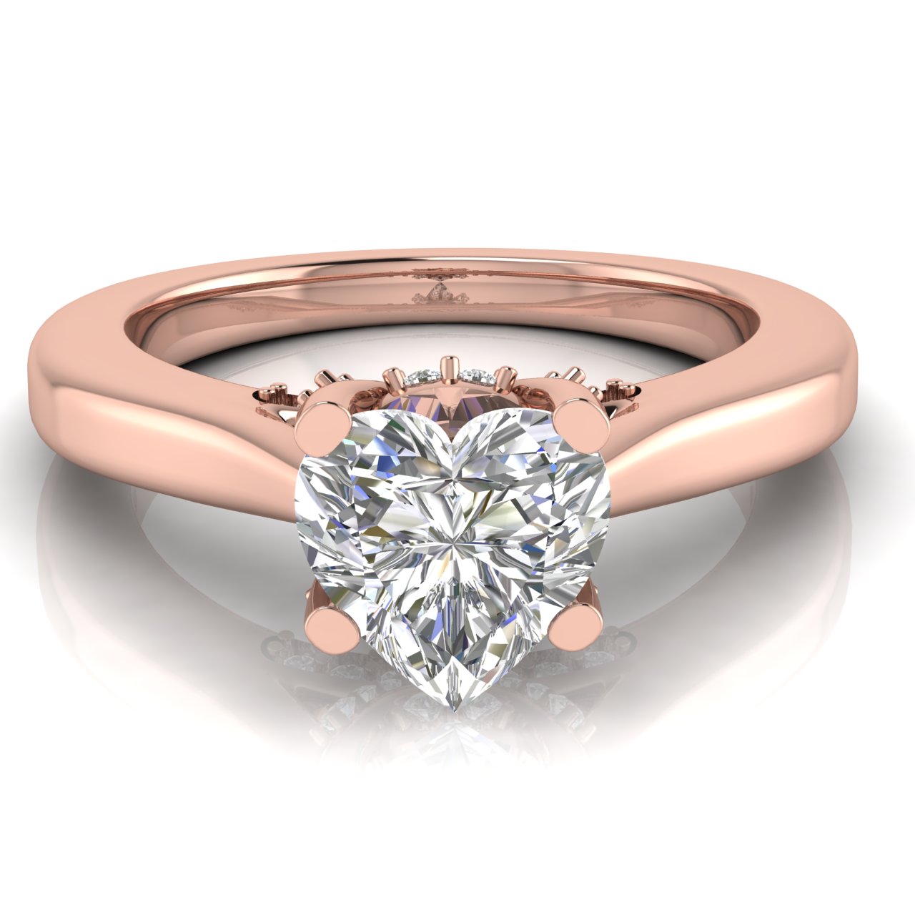 Bridge Paved Heart Shaped Lab Diamond Engagement Ring