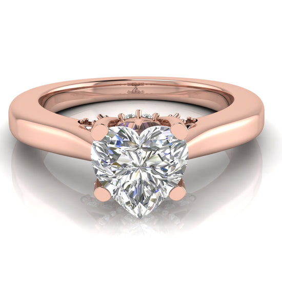 Bridge Paved Heart Shaped Moissanite Engagement Ring