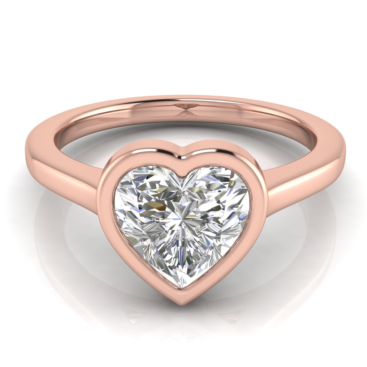 Floating Bezel Heart Shaped Lab Diamond Engagement Ring