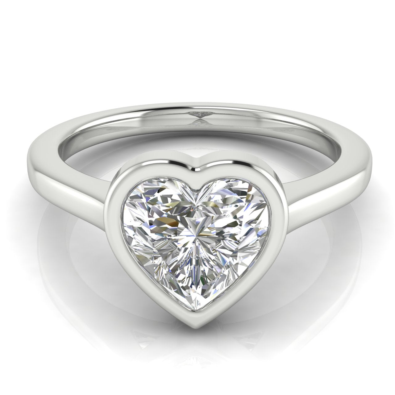 Floating Bezel Heart Shaped Moissanite Engagement Ring