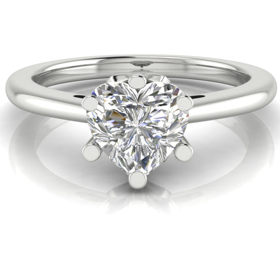 Lotus Pave Heart Shaped Moissanite Engagement Ring