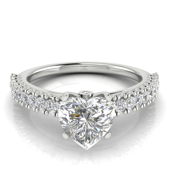 Floating Pave Heart Shaped Moissanite Engagement Ring