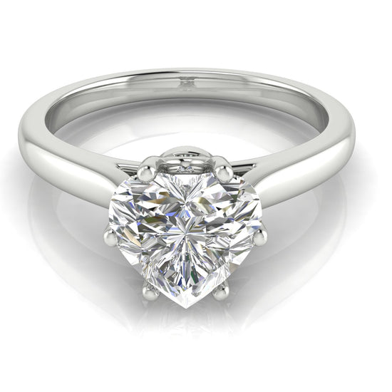 Crown Heart Shaped Lab Diamond Engagement Ring