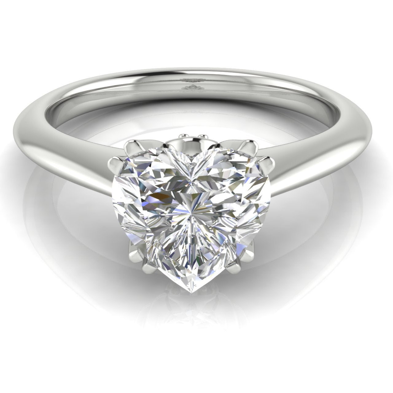 Double Prong Tulip Heart Shaped Moissanite Engagement Ring