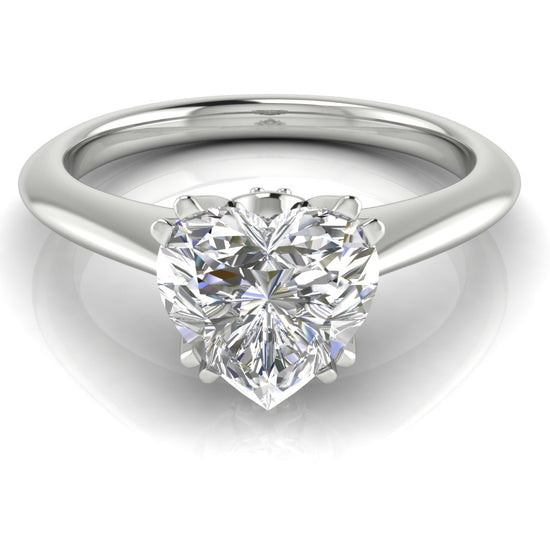 Double Prong Tulip Heart Shaped Lab Diamond Engagement Ring