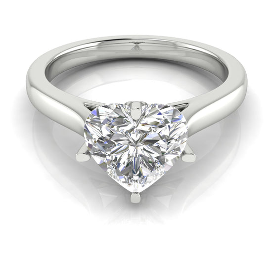 Lotus Prong Heart Shaped Lab Diamond Engagement Ring