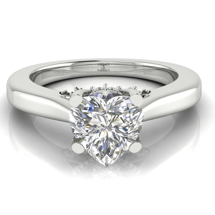 Bridge Paved Heart Shaped  Engagement Ring | Moissanite | Lab Grown Diamond