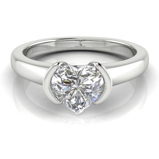 Half Bezel Heart Shaped Moissanite Engagement Ring