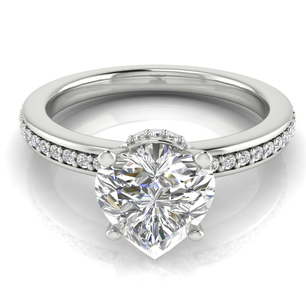 Hidden Halo Heart Shaped Moissanite Engagement Ring