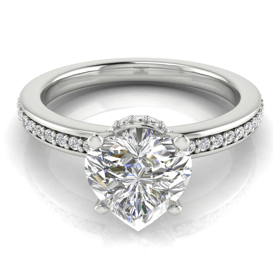 Hidden Halo Heart Shaped Lab Diamond Engagement Ring