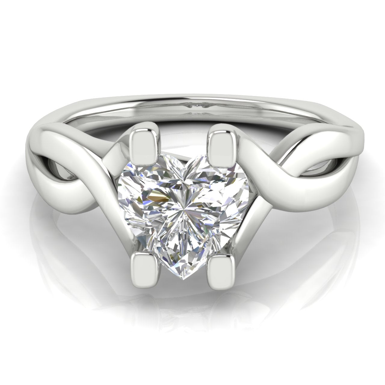 Twisted Shank Heart Shaped Moissanite Engagement Ring