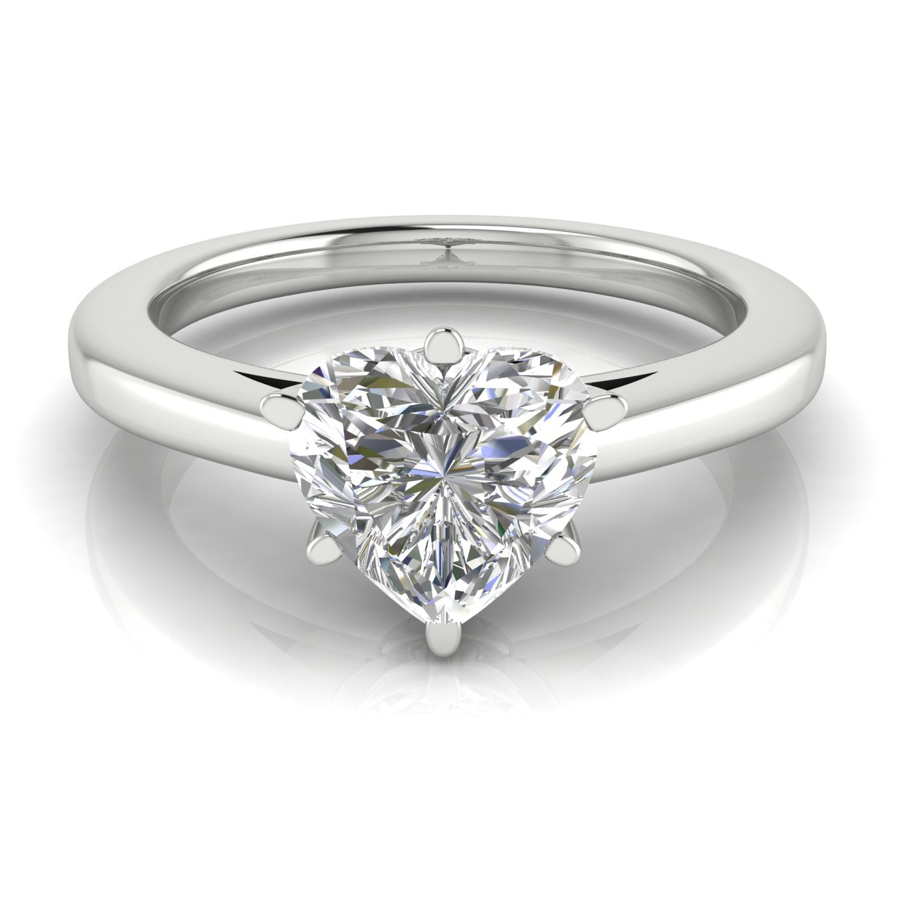 6 prong Cathedral Heart Shaped Lab Diamond Engagement Ring