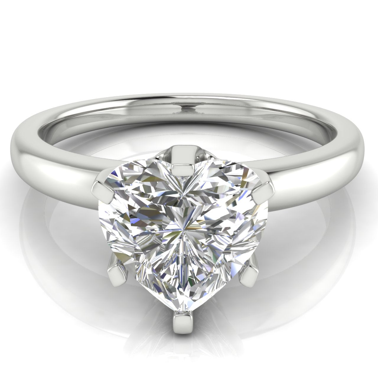 Elegant 6 Prong Heart Shaped Lab Diamond Engagement Ring