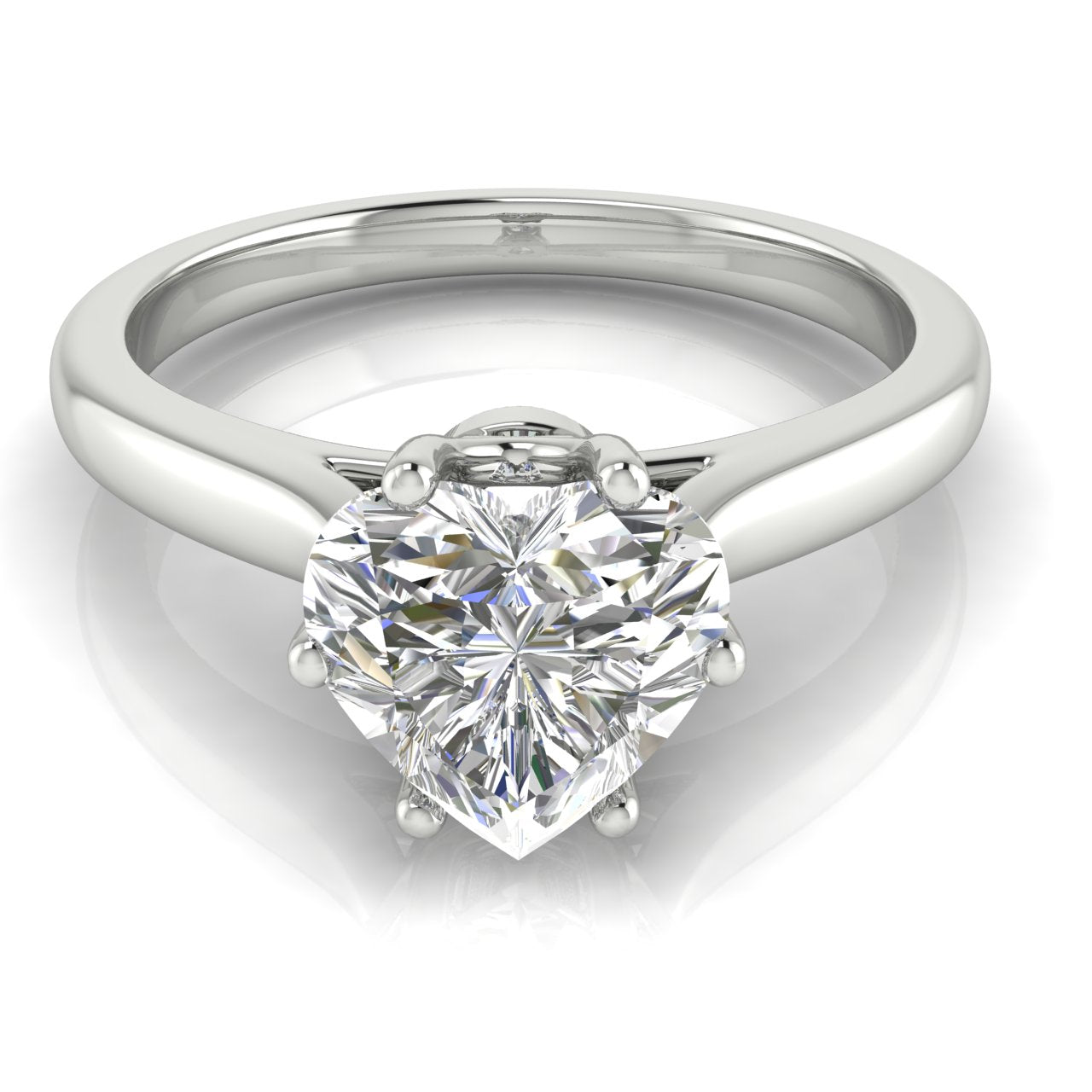 Crown Heart Shaped Moissanite Engagement Ring