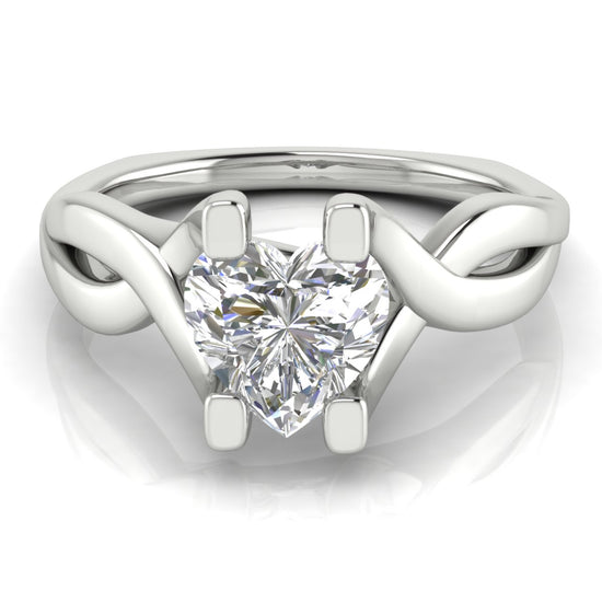 Twisted Shank Heart Shaped Lab Diamond Engagement Ring