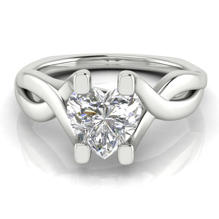 Twisted Shank Heart Shaped Lab Diamond Engagement Ring