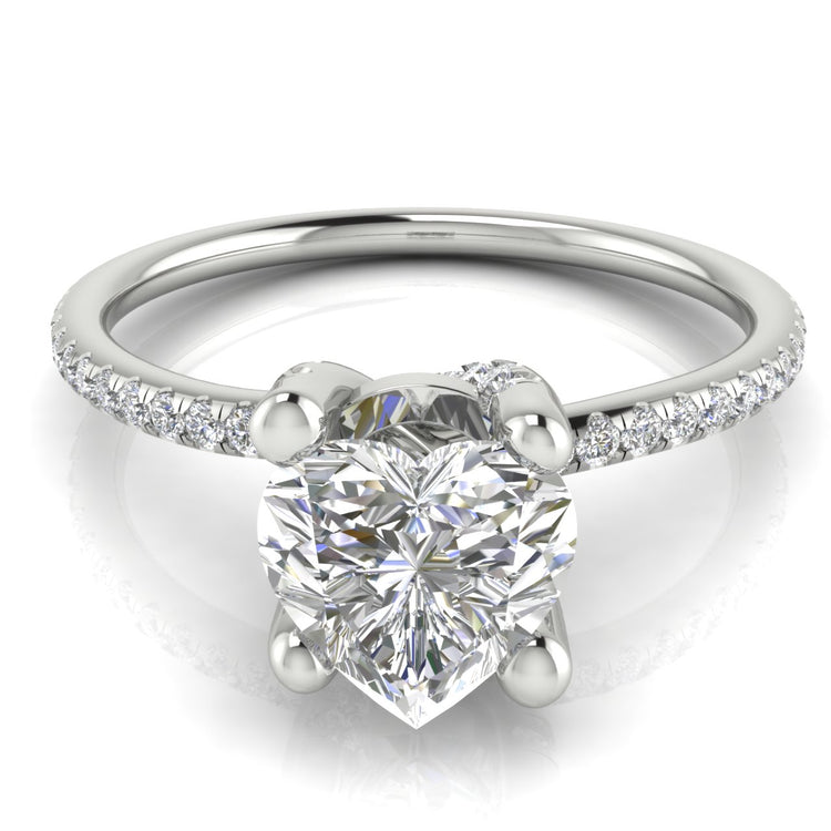 Prong Pave Heart Shaped  Engagement Ring | Moissanite | Lab Grown Diamond