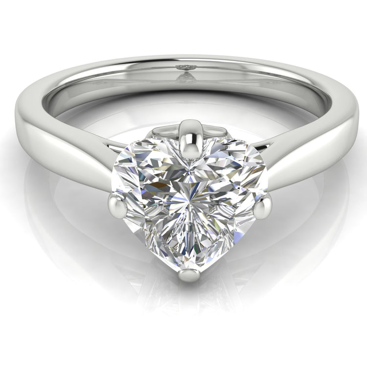 Hidden Accent Heart Shaped  Engagement Ring | Moissanite | Lab Grown Diamond