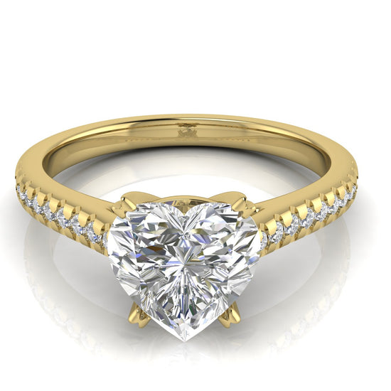 Inset Style Heart Shaped Moissanite Engagement Ring