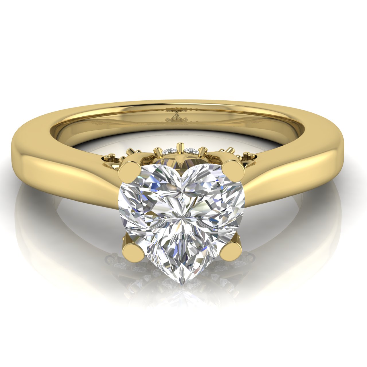 Bridge Paved Heart Shaped Lab Diamond Engagement Ring