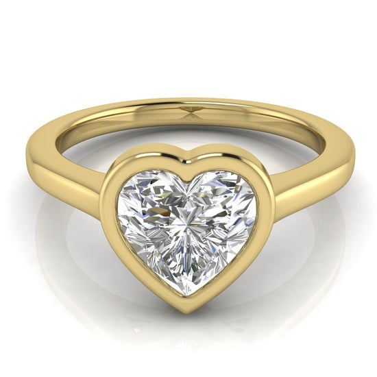 Floating Bezel Heart Shaped Lab Diamond Engagement Ring