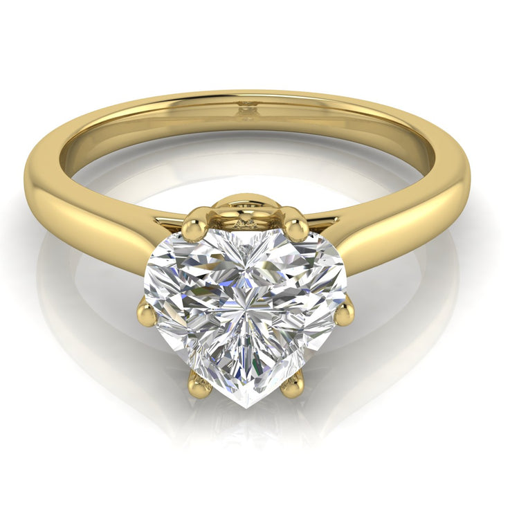 Crown Heart Shaped Lab Diamond Engagement Ring